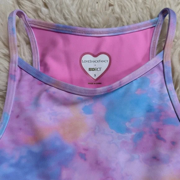 LoveShackFancy x BeachRiot Pastel Tie-Dye Sports Bra Top - Size Small - Picture 4 of 6